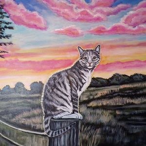 Cat original acrylic painting